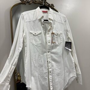 Deminist White Button Down NWT